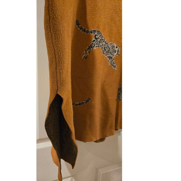 NOC Cheetah Brown Mock Neck Long Sleeve Pullover Sweater Medium 3/4 Sleeve - Picture 3 of 9